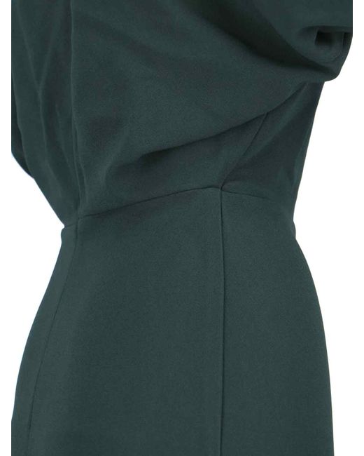 Victoria Beckham Green Flared Midi Dress