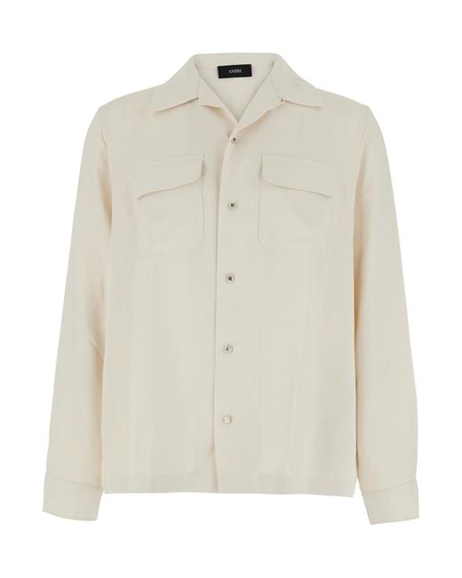 Amiri White Shirt With Polar Collar Polyester for men