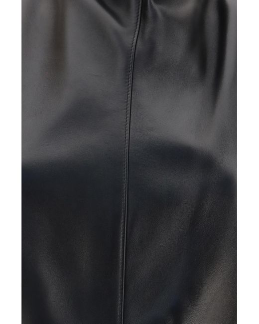 Khaite Black Rone Leather Top Lamb Ovis Aries