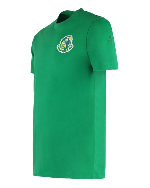 Moncler Green Cotton Crew-Neck T-Shirt for men