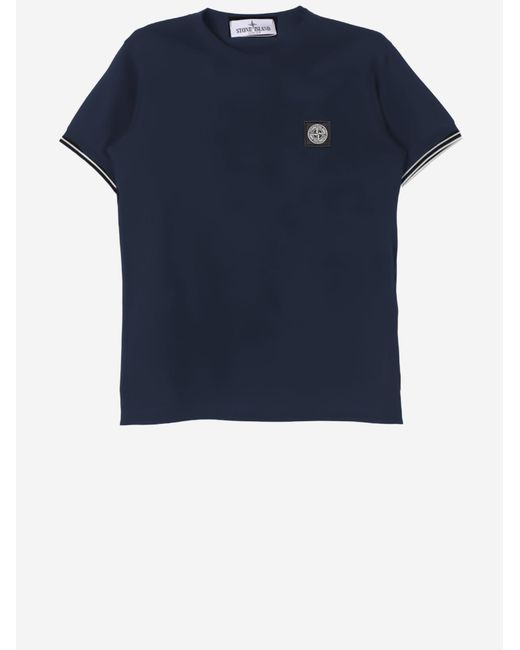 Stone Island Blue T-Shirt Stretch Cotton T-Shirts for men