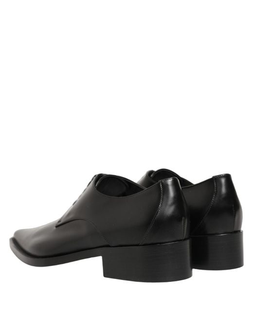 Dolce & Gabbana Black Leather Lace Up Derby Dress Shoes Calf