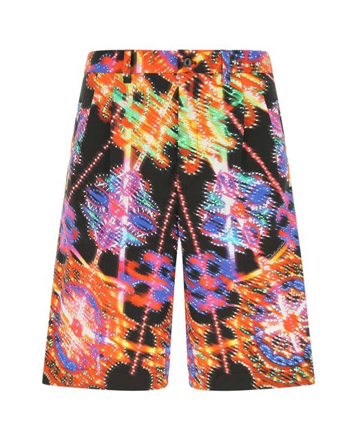 Dolce & Gabbana Multicolor Printed Stretch Cotton Bermuda Shorts for men