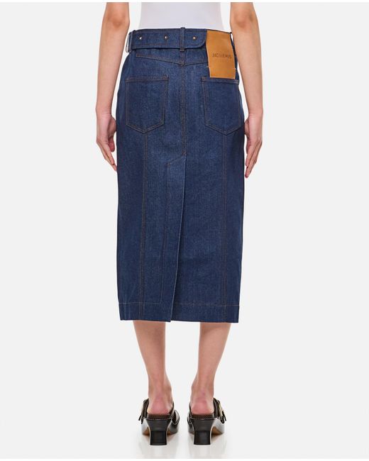 Jacquemus Blue Midi Denim Skirt