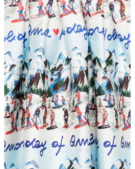 ALESSANDRO ENRIQUEZ White Printed Midi Skirt