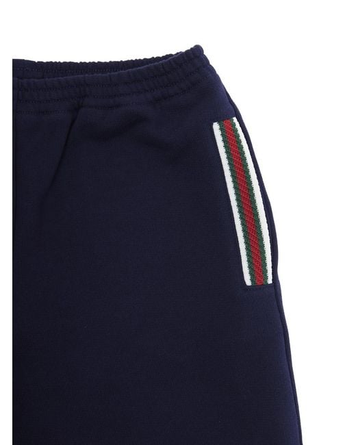 Gucci Blue Trousers With Side Web Pattern Fabric for men