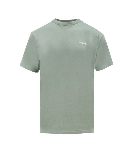 Carhartt Green Cotton T-Shirt With Embroidered Logo for men