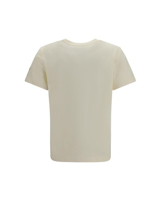 Moncler White Cotton T-Shirt With A Tone On Embroidered Logo T-Shirts