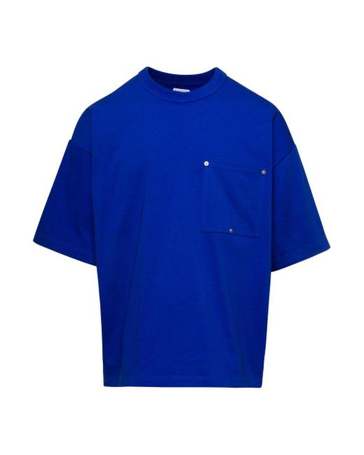 Bottega Veneta Blue Oversize T-Shirt With V-Patch Pocket for men