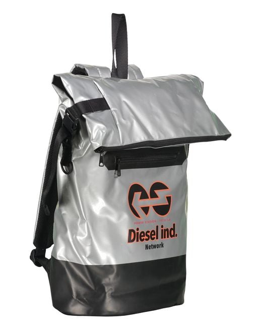 DIESEL Gray Backpack With Logo for men