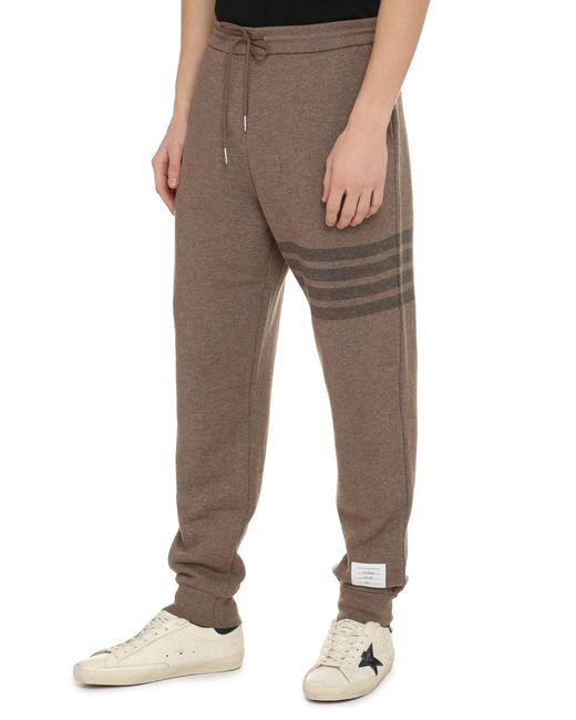 Thom Browne Brown Virgin Wool Track Pants Elastane for men