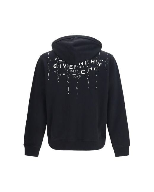 Givenchy Black Hoodie Photographic Negative Fleece Cotton Sweatshirts for men