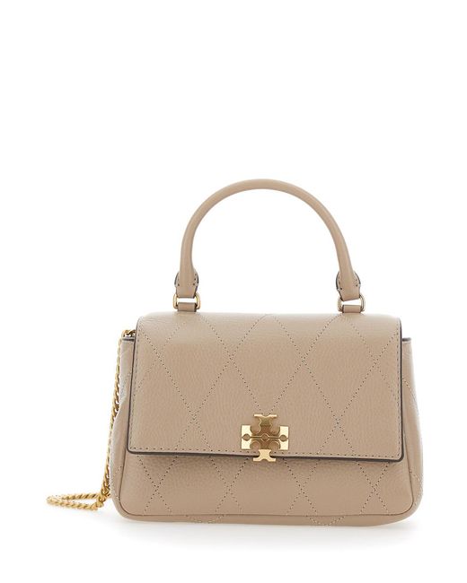 Tory Burch Natural Mini Charlie Bag With Chain Strap