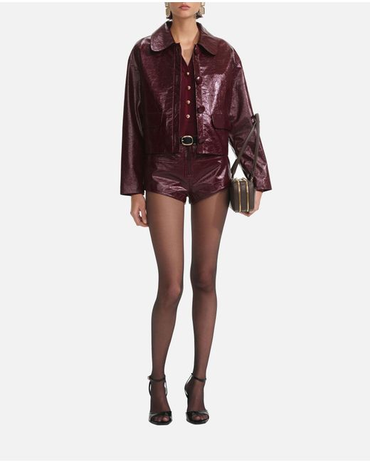 Self-Portrait Red Burgundy Leather Jacket
