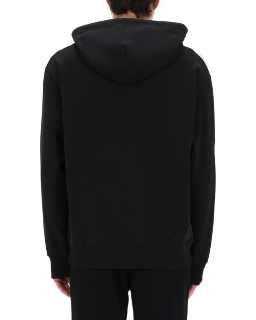 Versace Jeans Couture Black Hoodie With Logo Cotton Sweatshirts for men