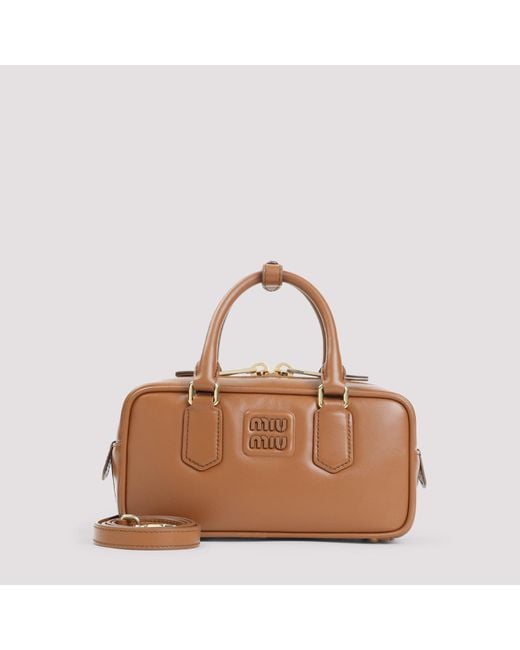 Miu Miu Brown Arcadie Calf Leather Handbag