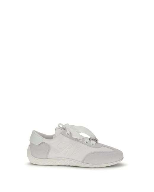 Roger Vivier White Sneakers Viv Low Suede Trainers
