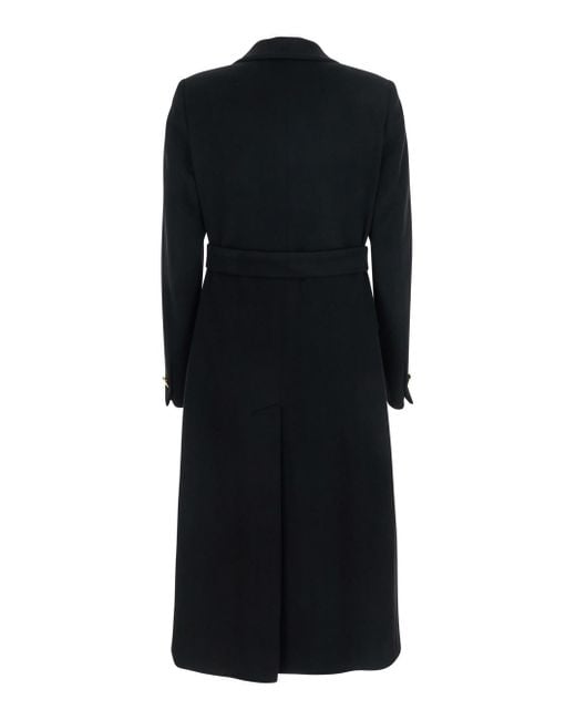 Tagliatore Black 'Jole' Double-Breasted Coat With Golden Buttons