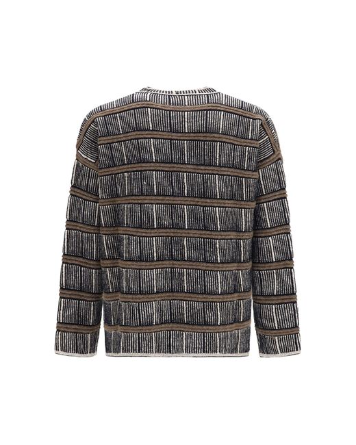Giorgio Armani Gray Oversized Ribbed Sweater Silk And Virgin Wool Blend for men