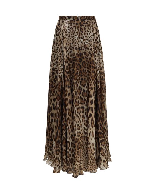 Dolce & Gabbana Black Skirt Leopard-Print Chiffon Silk Trousers