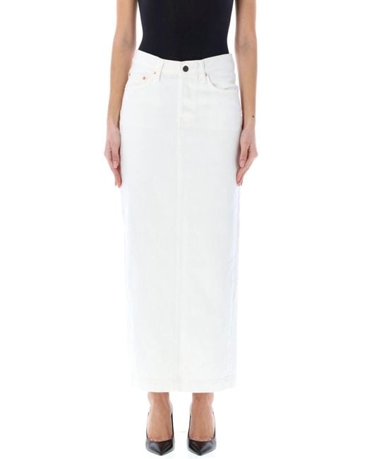 Wardrobe NYC White Denim Column Skirt