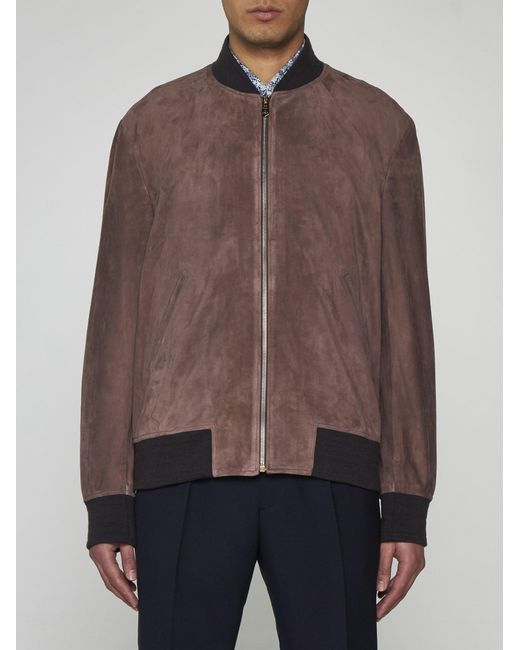 Paul Smith Brown Suede Bomber Jacket for men