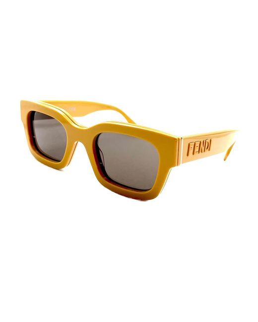 Fendi Brown Rectangular Frame Sunglasses