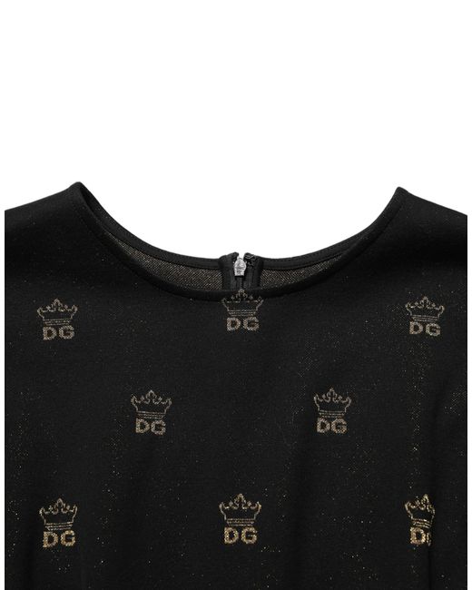 Dolce & Gabbana Black Dg Crown Short-Sleeve Sheath Dress