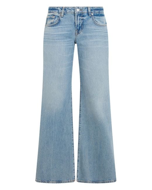 7 For All Mankind Blue Palazzo Denim Jeans Cotton Flared