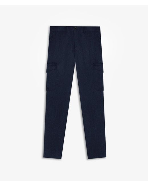 Larusmiani Blue Wool Cargo Trousers Verbier No Pinces for men