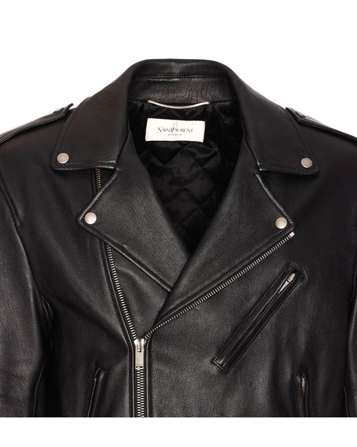 Saint Laurent Black Lamb Leather Biker Jacket for men