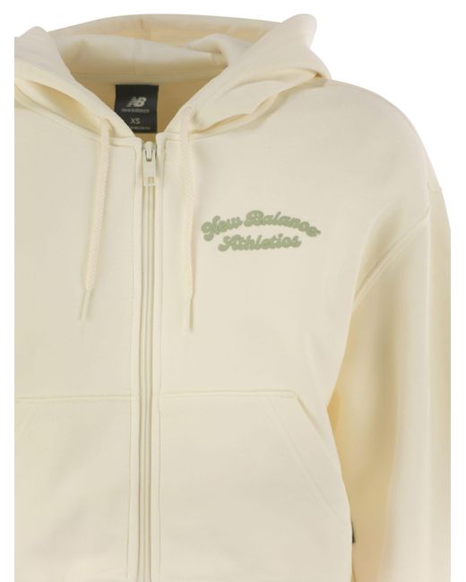 New Balance Natural Hoodie With Logo On The Chest
