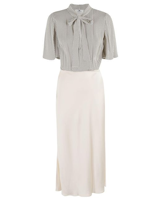Elisabetta Franchi White Polka Dot V-Neck Midi Dress