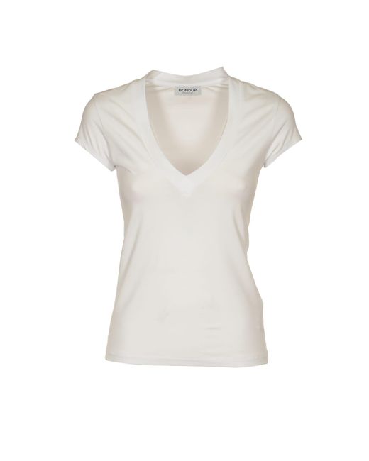 Dondup White V-Neck Slim Fit T-Shirt