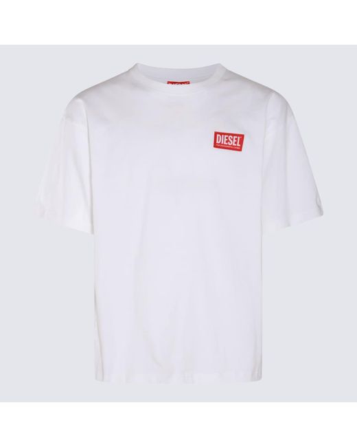 DIESEL White And Cotton T-Shirt for men