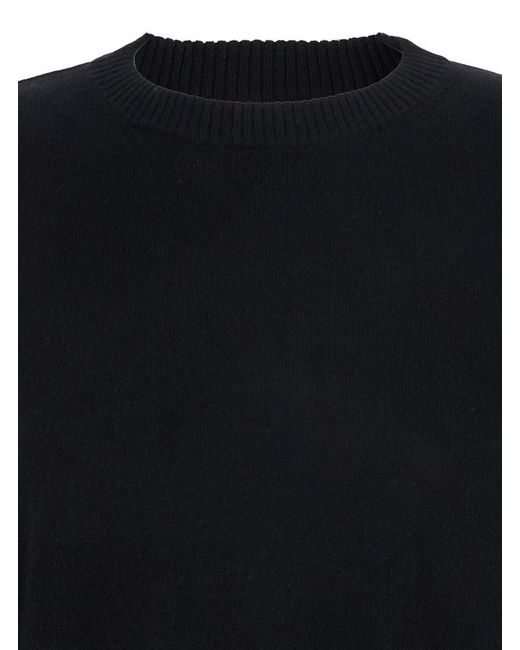 Loulou de Saison Black Crewneck Sweater With Ribbed Trims