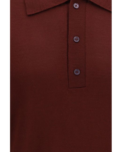 Valentino Red Wool Polo With Vlogo Embroidery Merino Ovis Aries Shirts for men