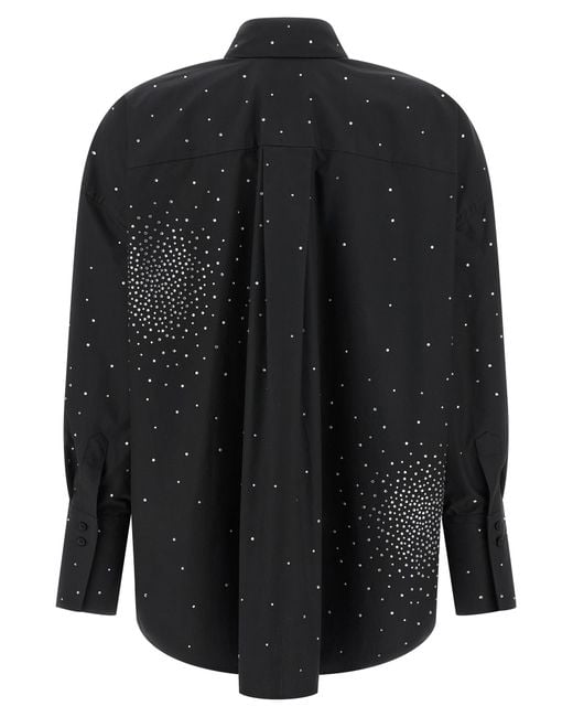GIUSEPPE DI MORABITO Black Rhinestone Shirt Cotton Shirt, Blouse