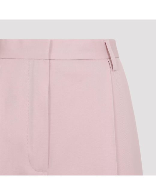 Dries Van Noten Pink High-Waisted Wool Trousers with Wide Legs