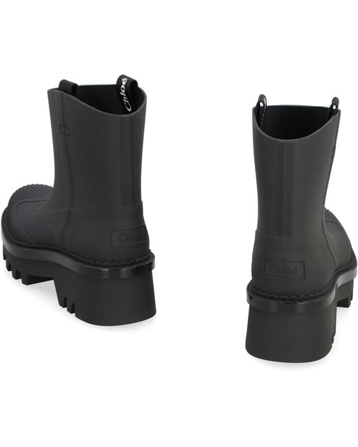 Chloé Black Raina Rubber Rain Boots Polyurethane