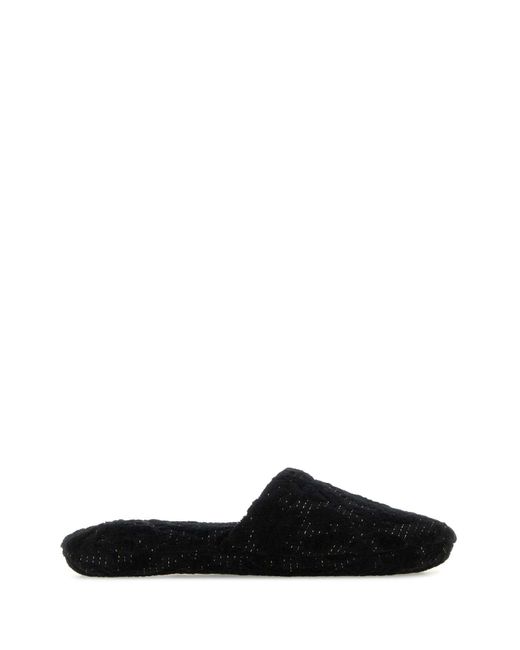 Versace Black Cotton Blend Slippers