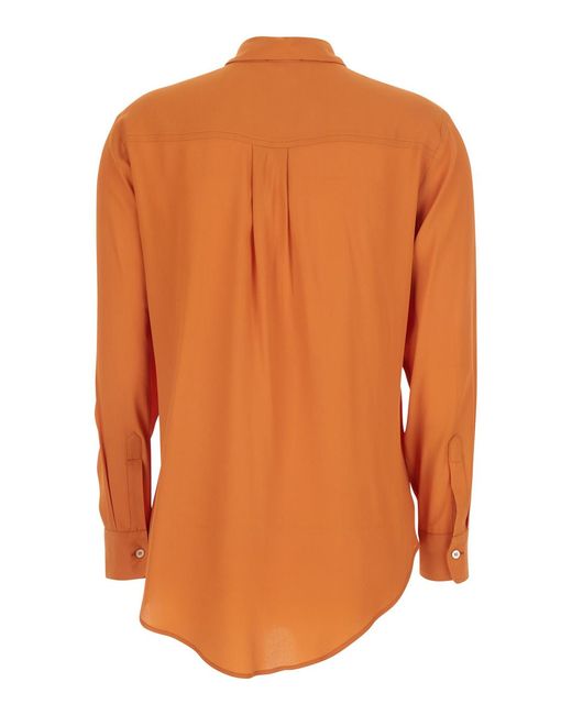 Le Plain Orange Shirt With Applied Pockets On The Front