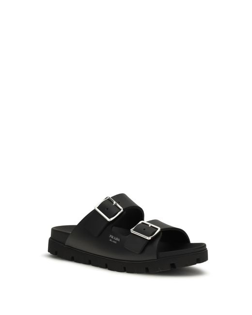 Prada Black Leather Sandals for men