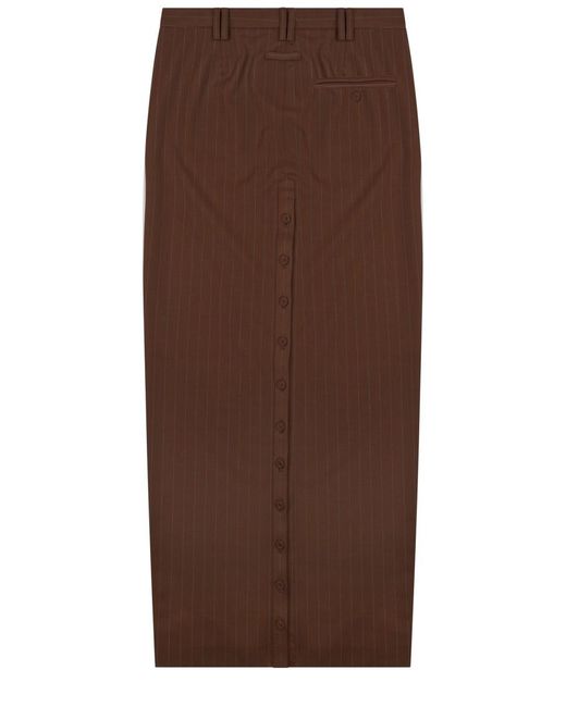 Jean Paul Gaultier Brown Midi Skirt With Buttons Virgin Wool