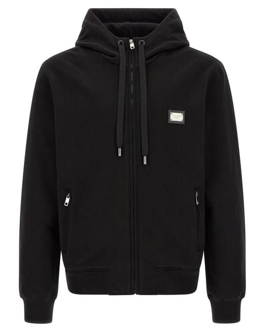 Dolce & Gabbana Black Dolce & Gabbana Logo Plaque Hoodie for men