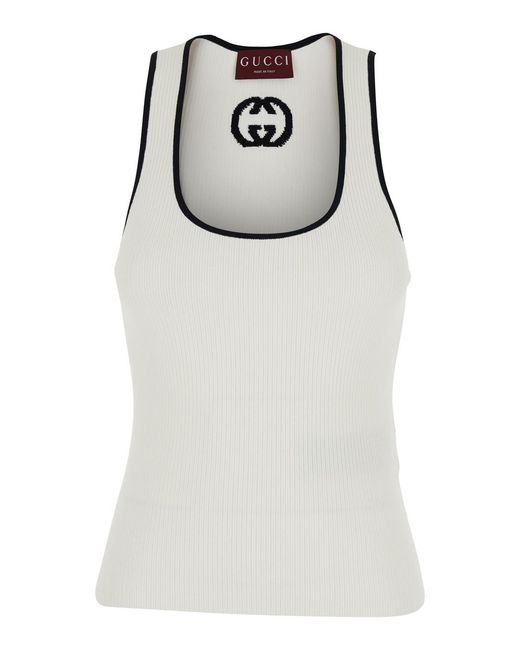 Gucci Gray Sleeveless Top Viscose Blend Tops