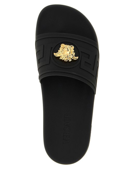 Versace Black 'La Medusa' Slides for men