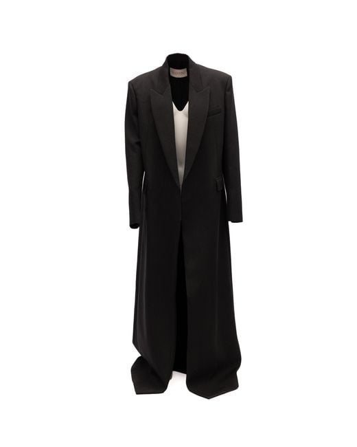 Valentino Garavani Black Wool Long Coat Clothing