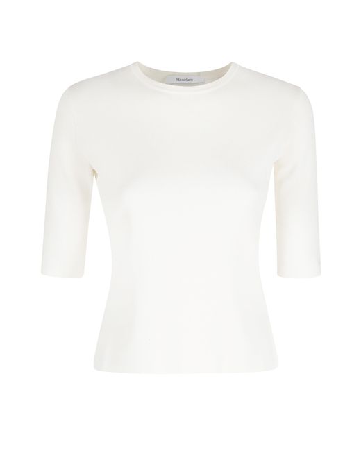 Max Mara Pure White Faida Viscosa Poliamide Maglia