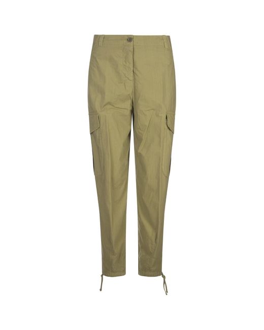 Aspesi Green Pistachio Cotton Poplin Cargo Trousers